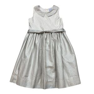 Girl’s The Bailey Boys Collared Silver and‎ White Sleeveless Dress Size 6X